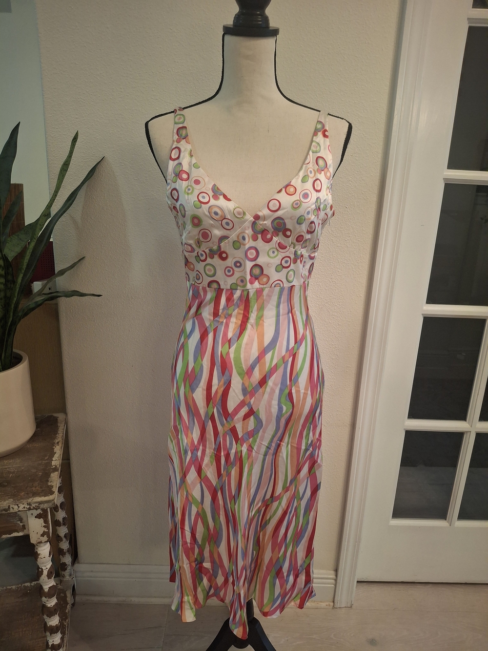 Y2K Willi Smith Multicolor V-Neck Midi Slip Dress